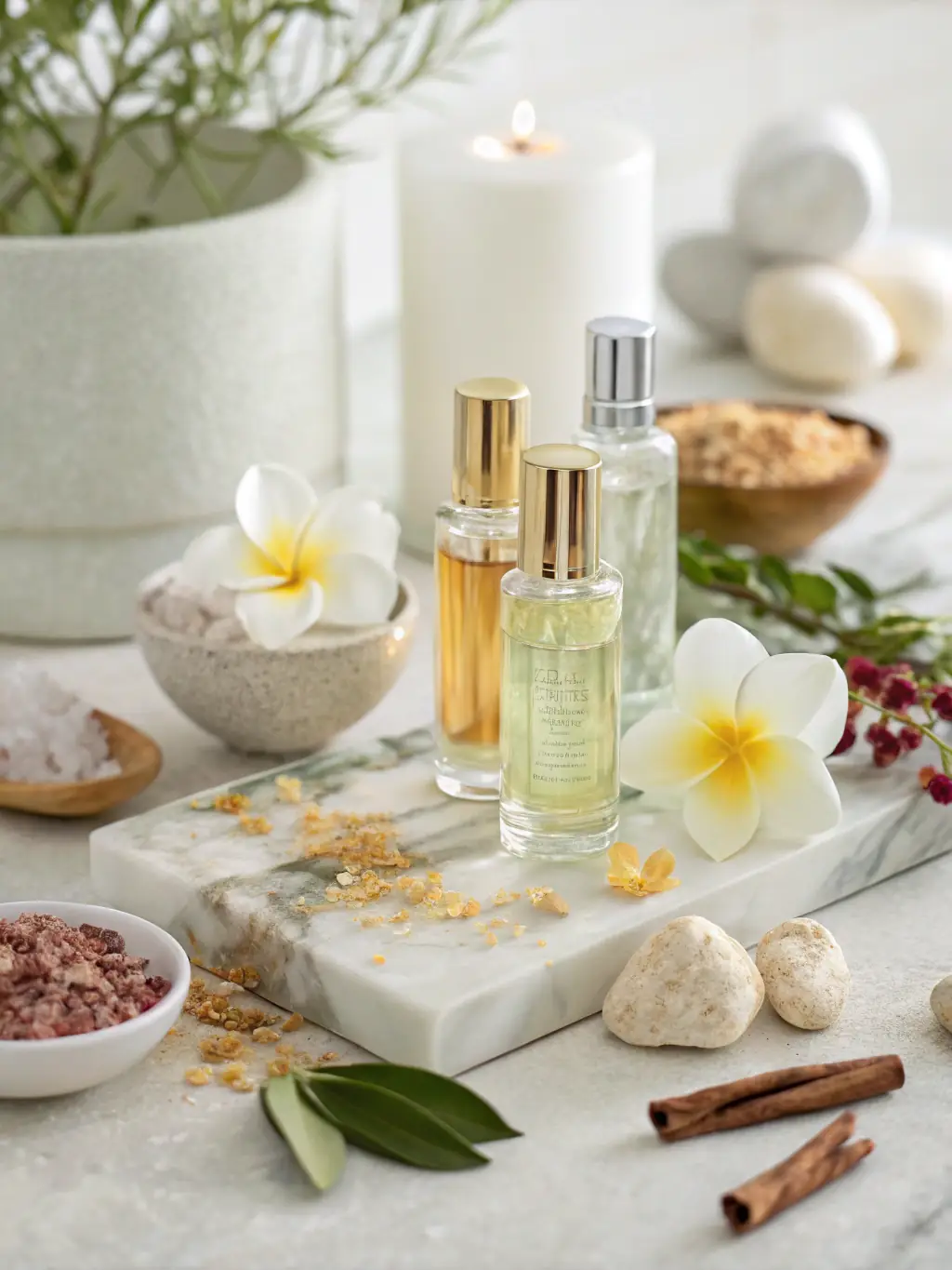 Image of a skilled perfumer carefully blending essential oils in a traditional perfumery setting, showcasing the craftsmanship involved.